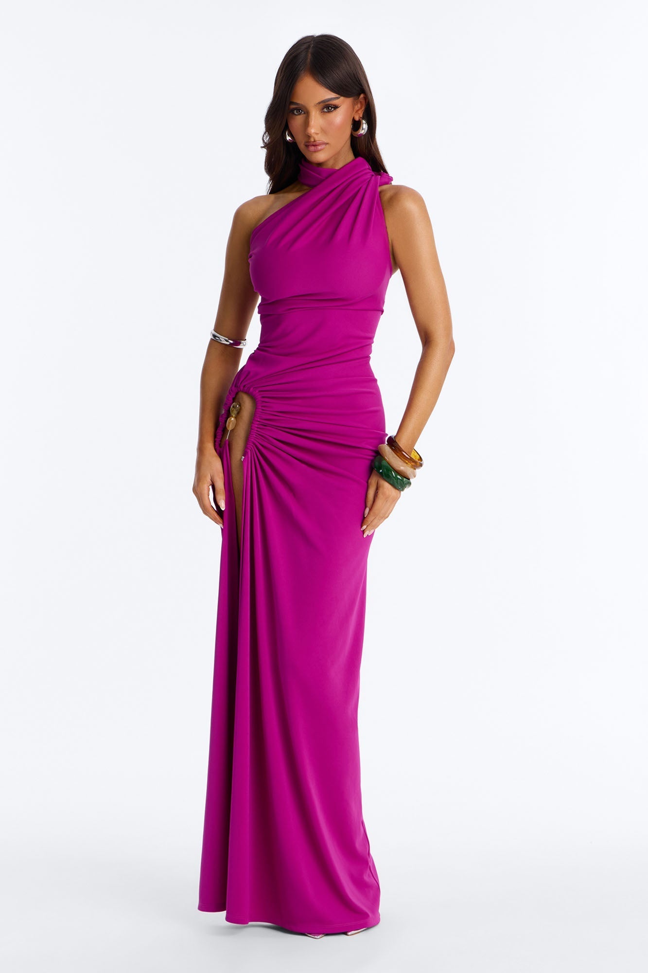 Jasmyn High Slit Maxi Dress - Magenta NEWFASHIONEDGE
