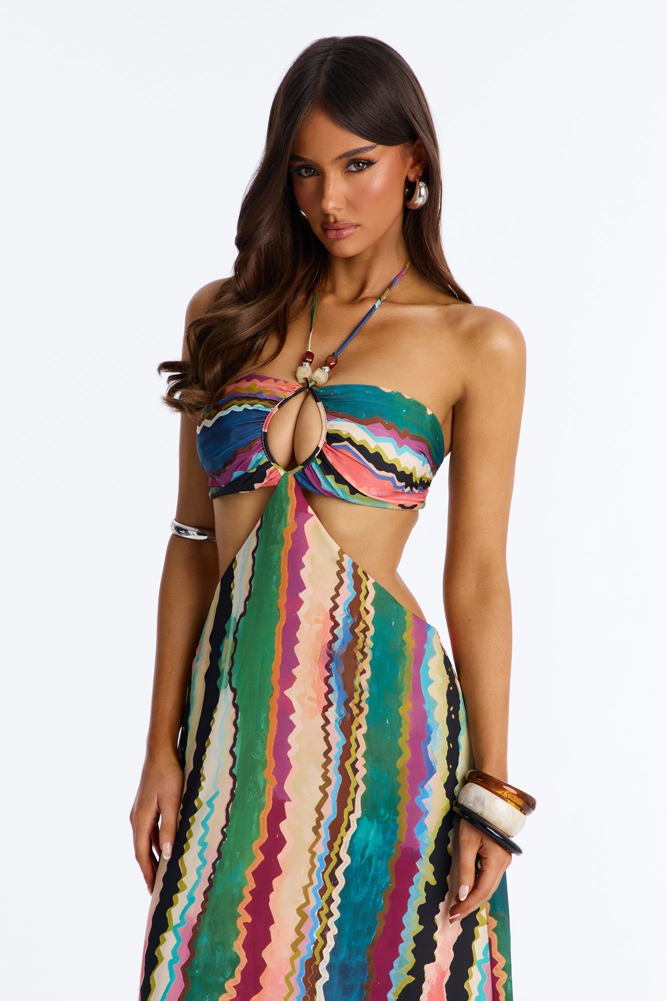 Leah Cut Out Maxi Dress - Multi Color NEWFASHIONEDGE