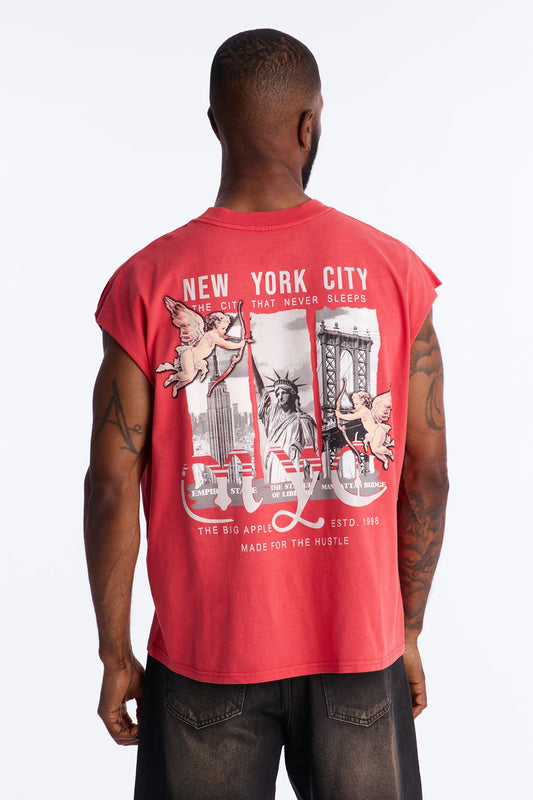 NYC Angels Vintage Muscle Tee - Red