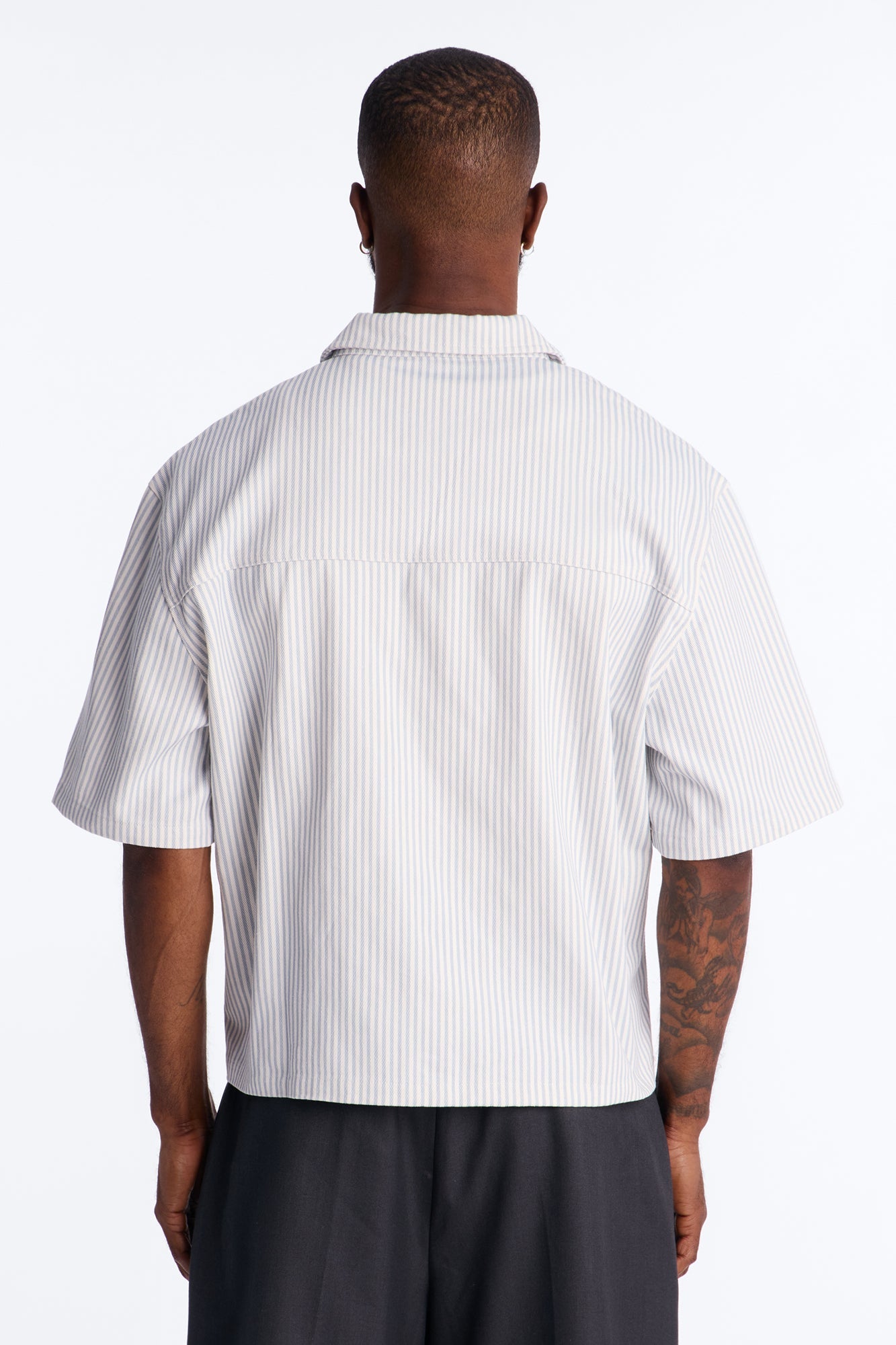 Cropped Tune Up Mechanic Shirt - Blue