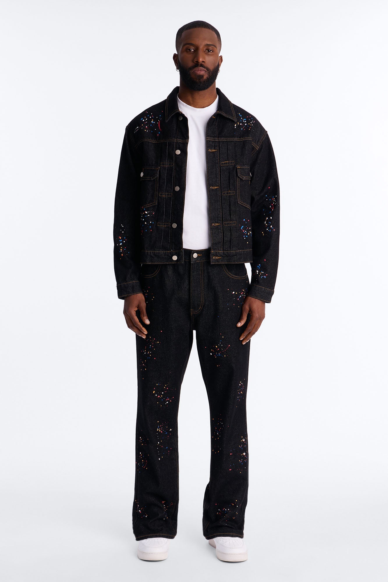 Studio Paint Denim Trucker Jacket - Dark Wash