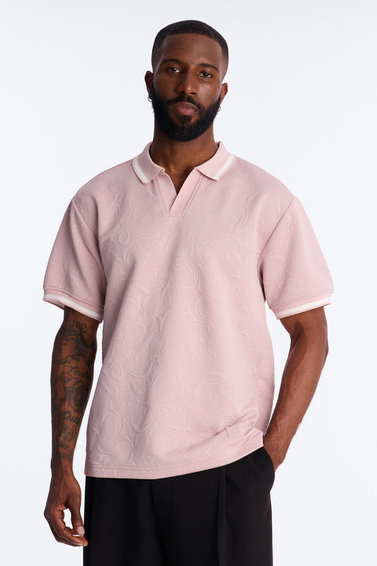 Saints Floral Johnny Collar Polo - Mauve