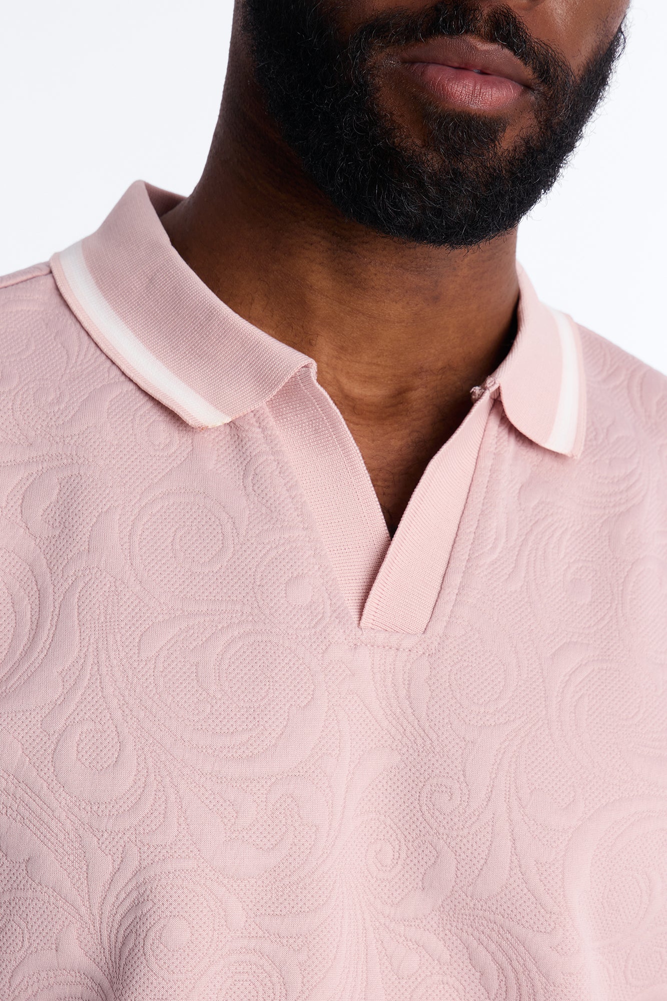 Saints Floral Johnny Collar Polo - Mauve