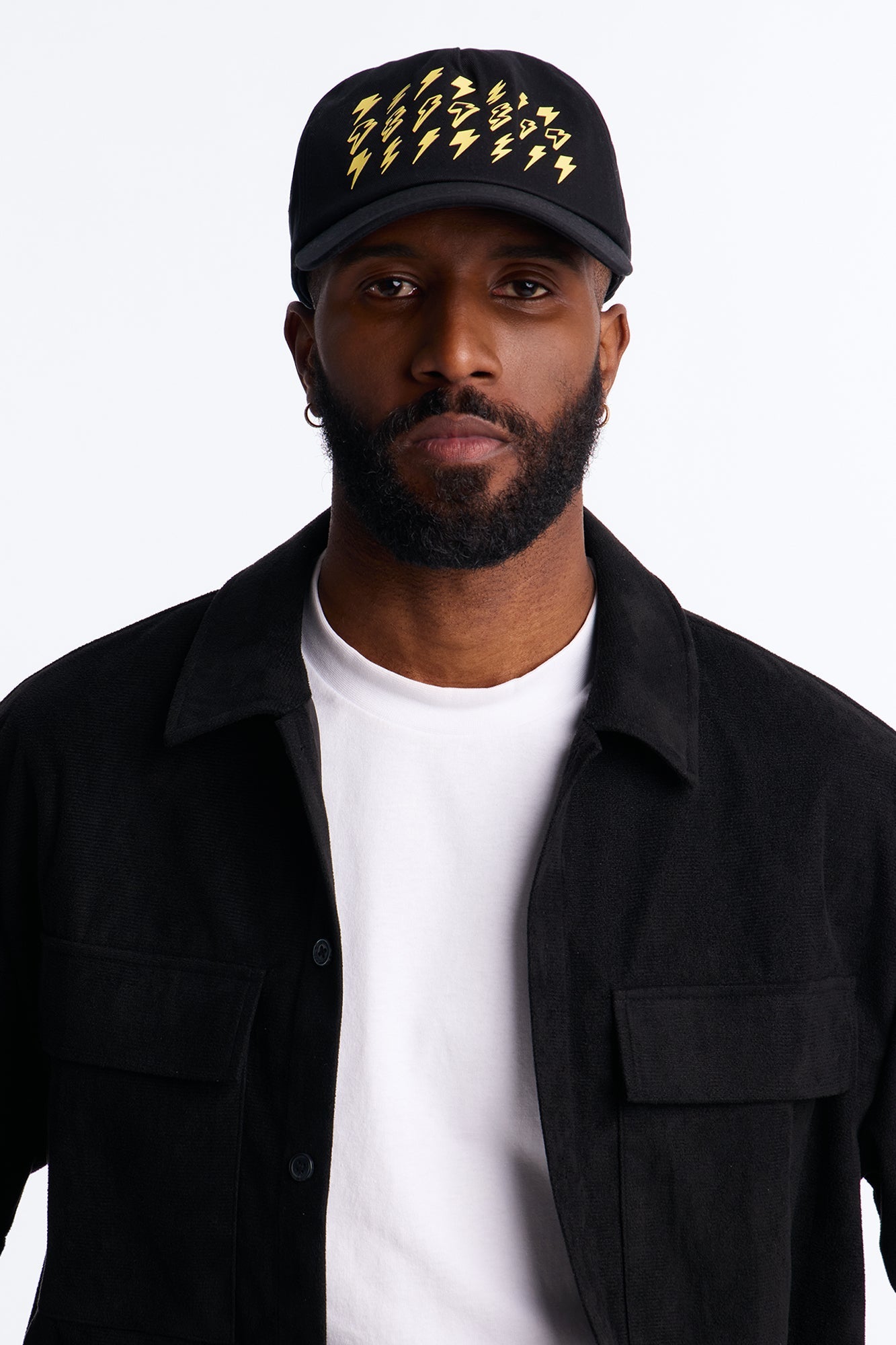 Lightning Cotton Twill Unstructured Snapback Hat - Black