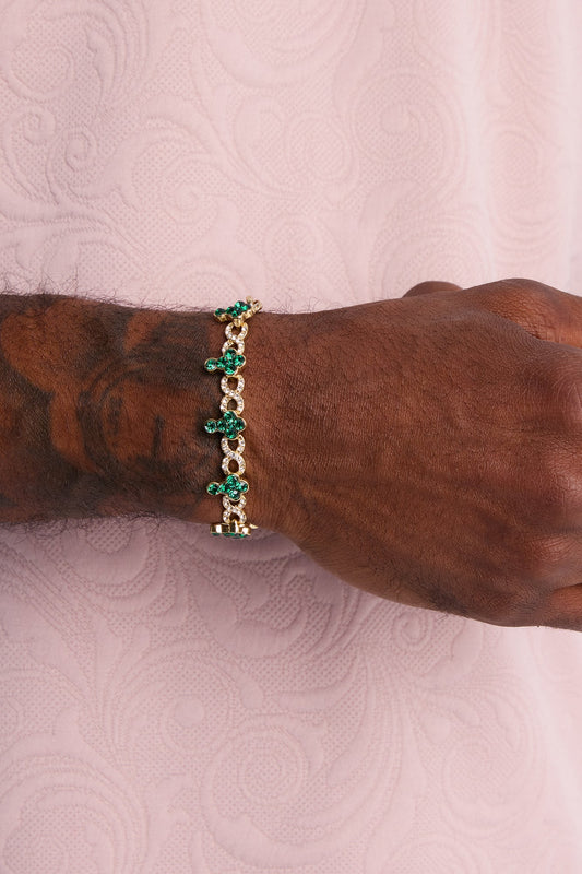 Eternal Emerald Cross Bracelet - Gold