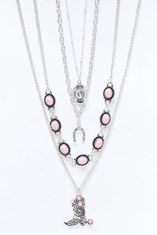 Western Charm Layered Necklace - Silver/Combo NEWFASHIONEDGE