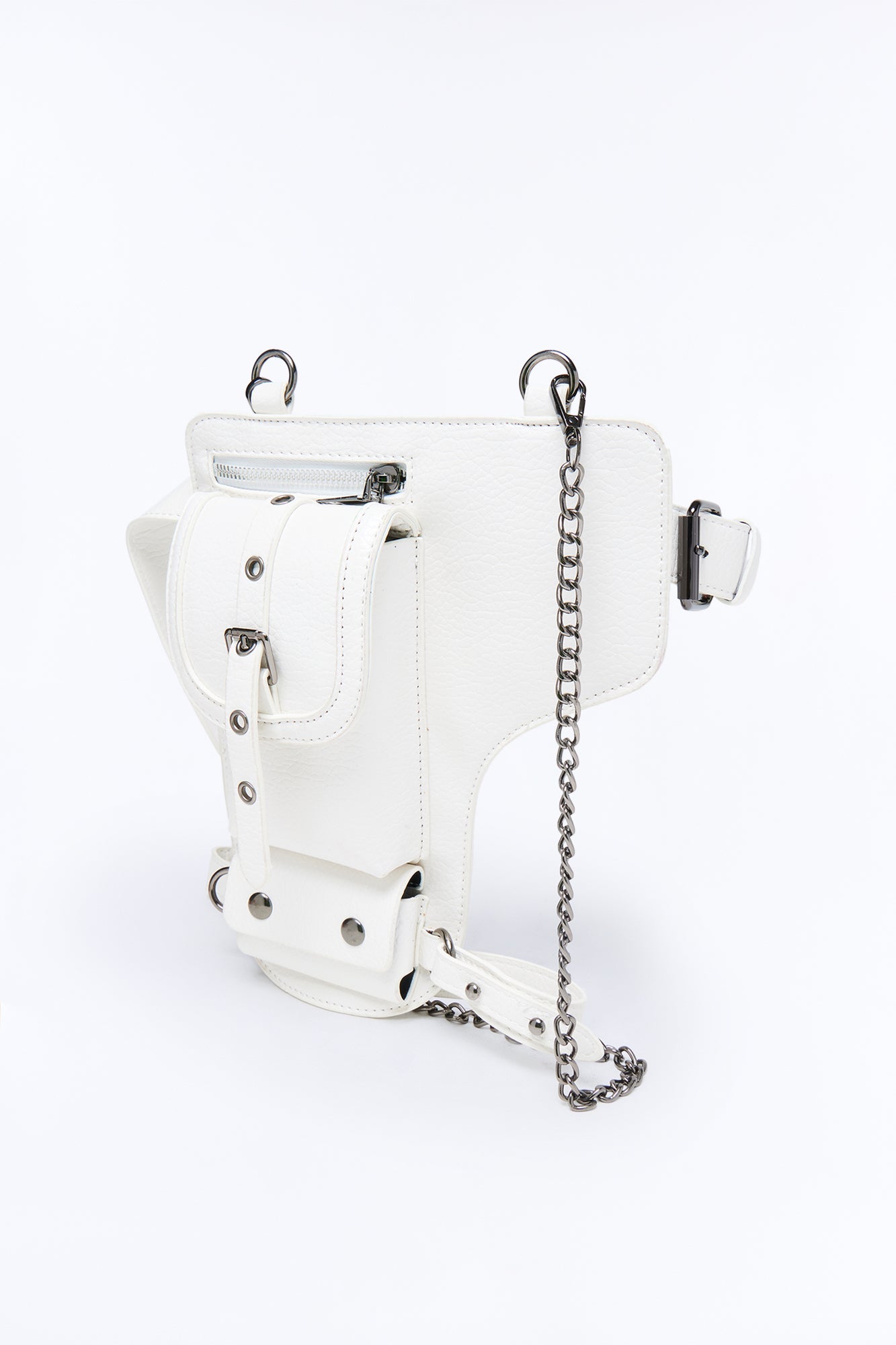 The Outlaw Faux Leather Belt Bag - Ivory NEWFASHIONEDGE