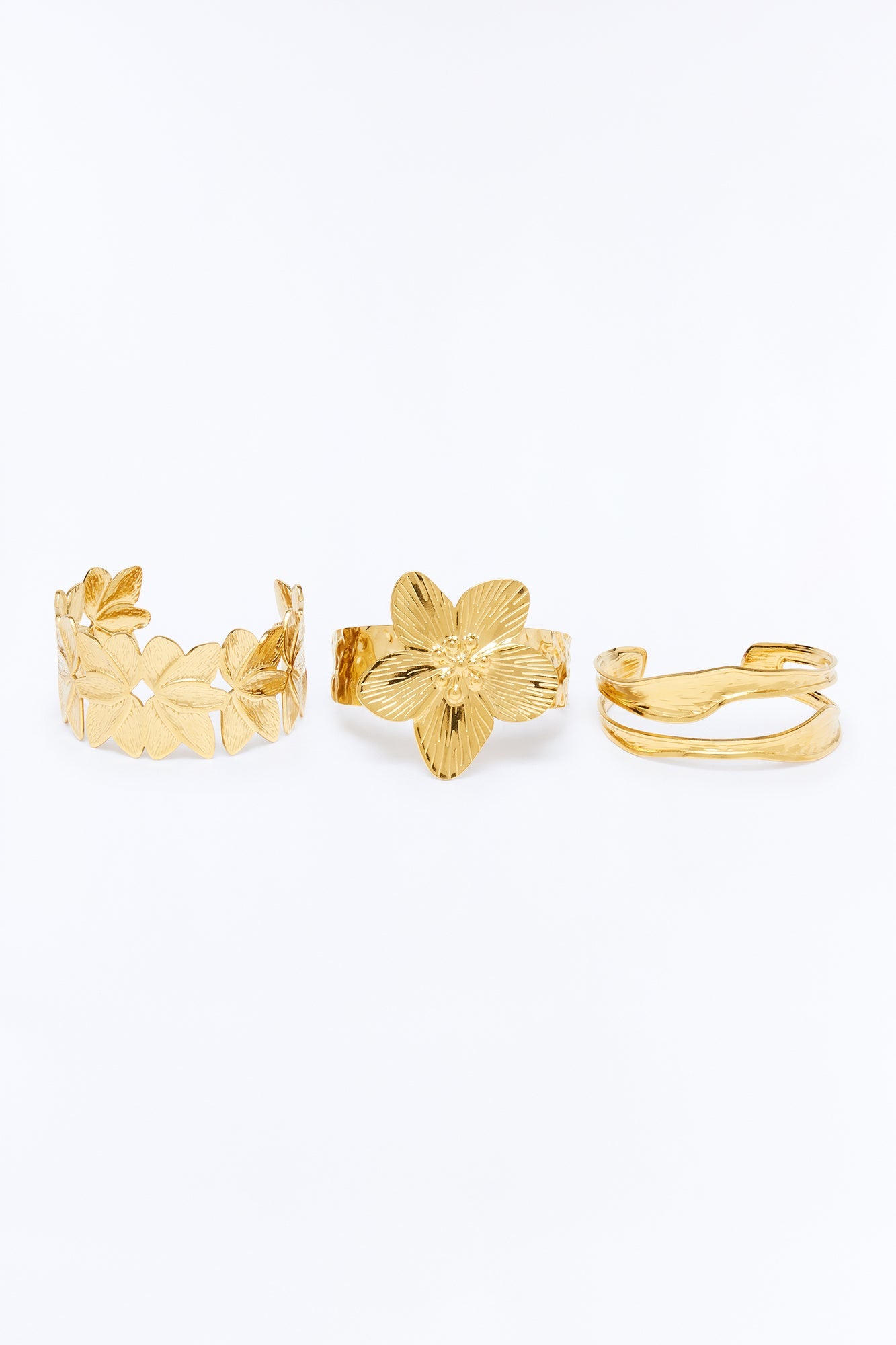 Beach Bloom 3 Piece Bracelet Set - Gold