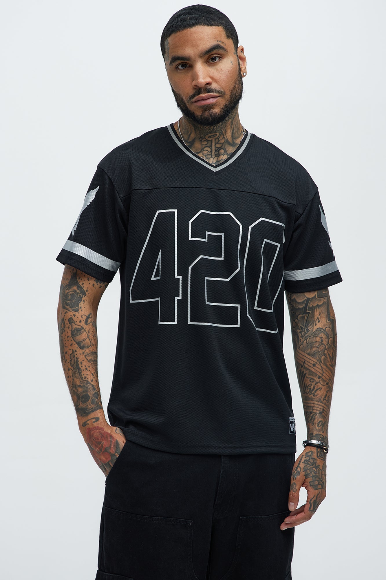 420 Mesh Football Jersey - Black