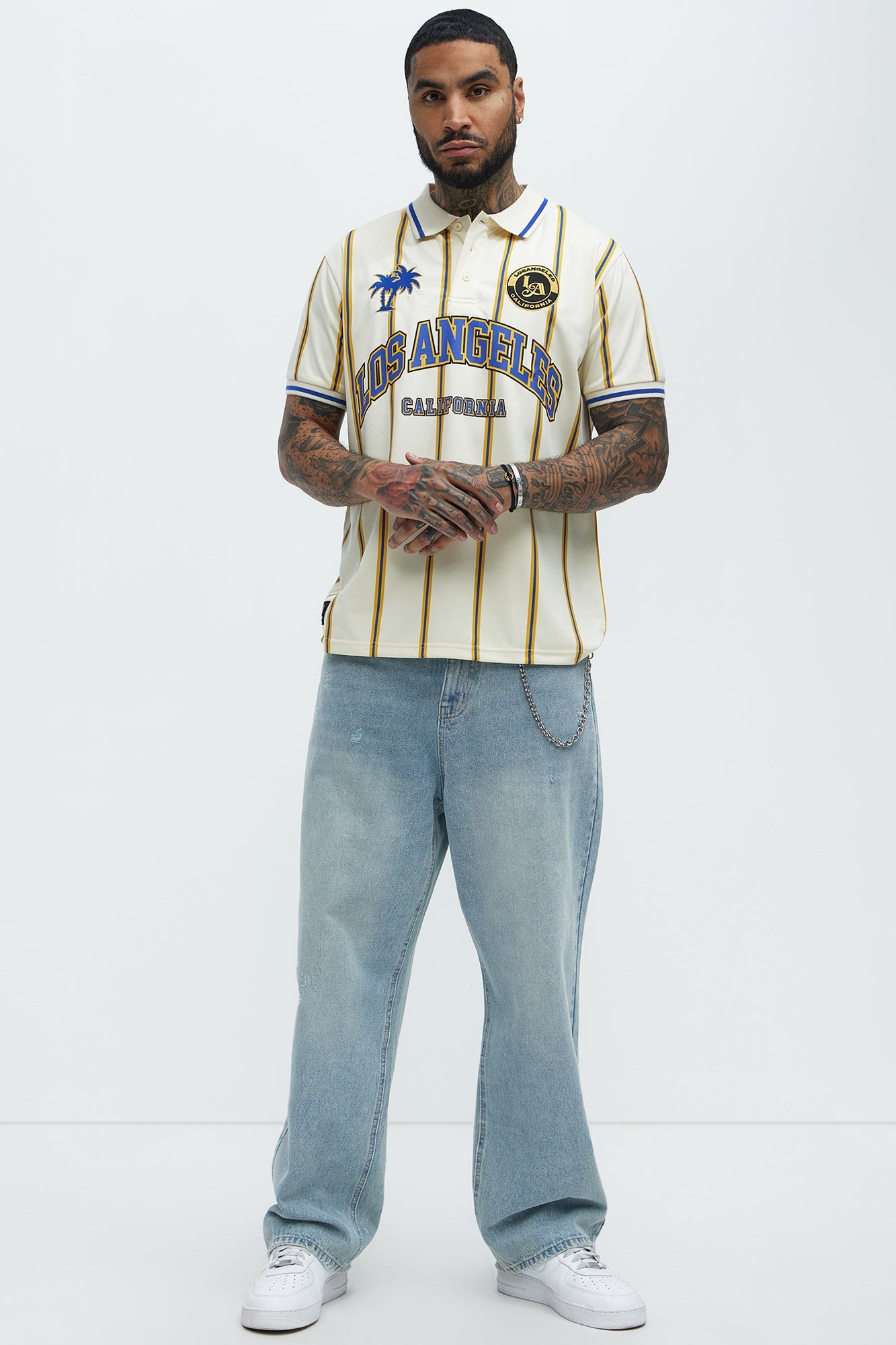 Los Angeles Striped Polo - Blue/combo