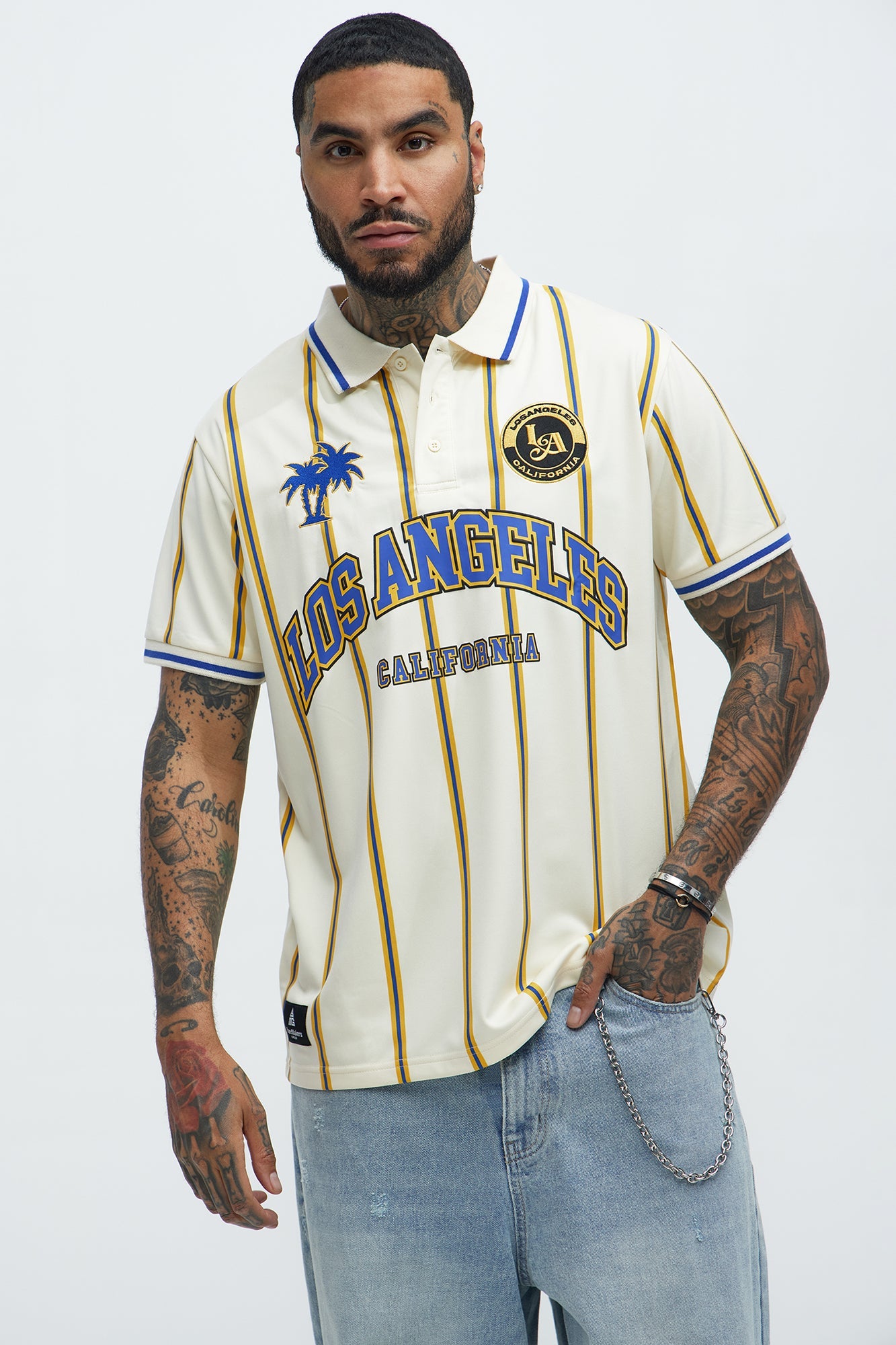 Los Angeles Striped Polo - Blue/combo