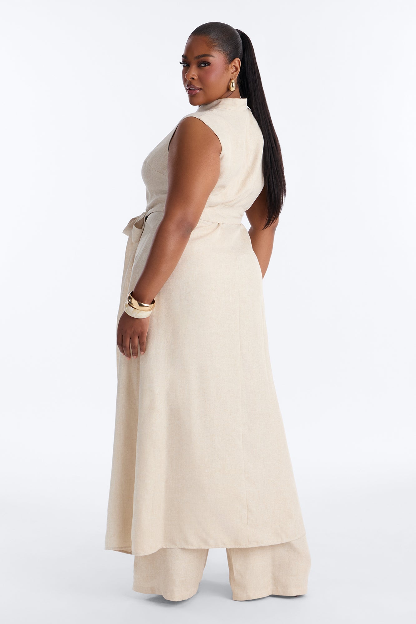 Marissa Vest Linen Pant Set - Cream