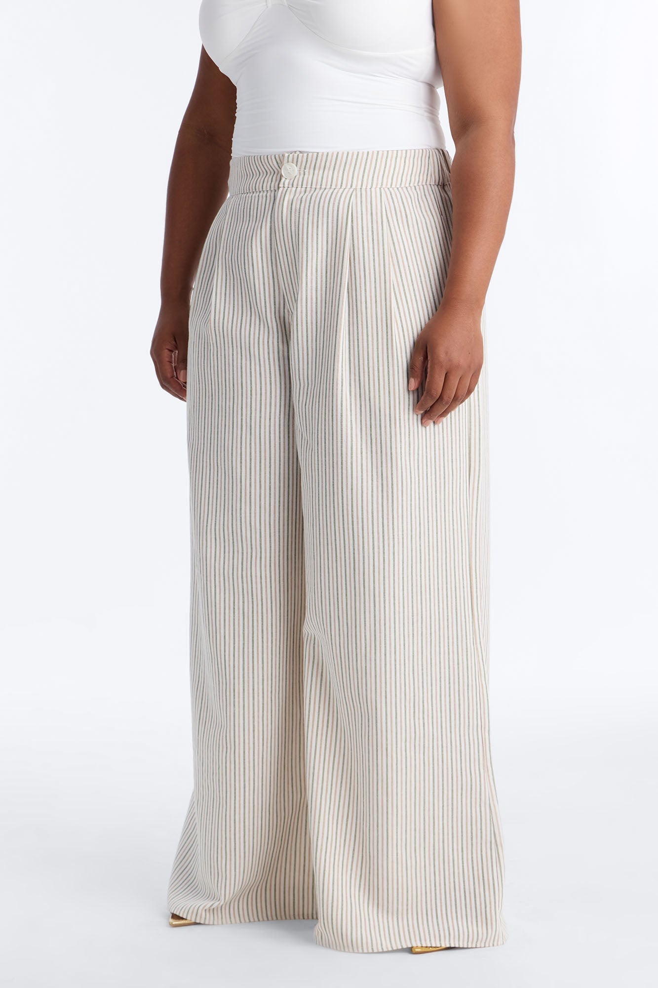 Ella Striped Linen Pant - Natural