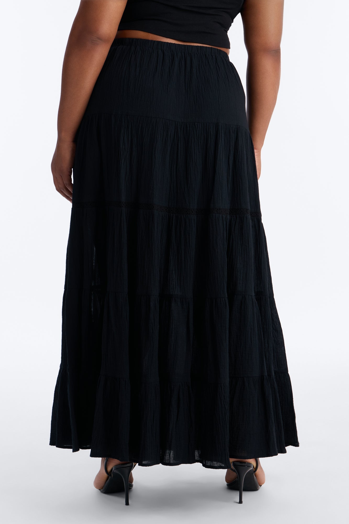 Bohemian Bliss Tiered Gauze Maxi Skirt - Black Fashion Nova
