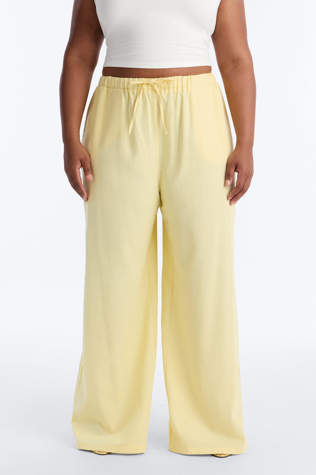 Beach Walks Linen Pant - Butter Yellow Fashion Nova