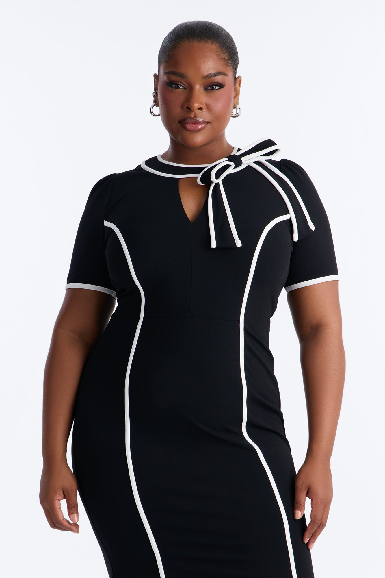 First Class Only Midi Dress - Black/White