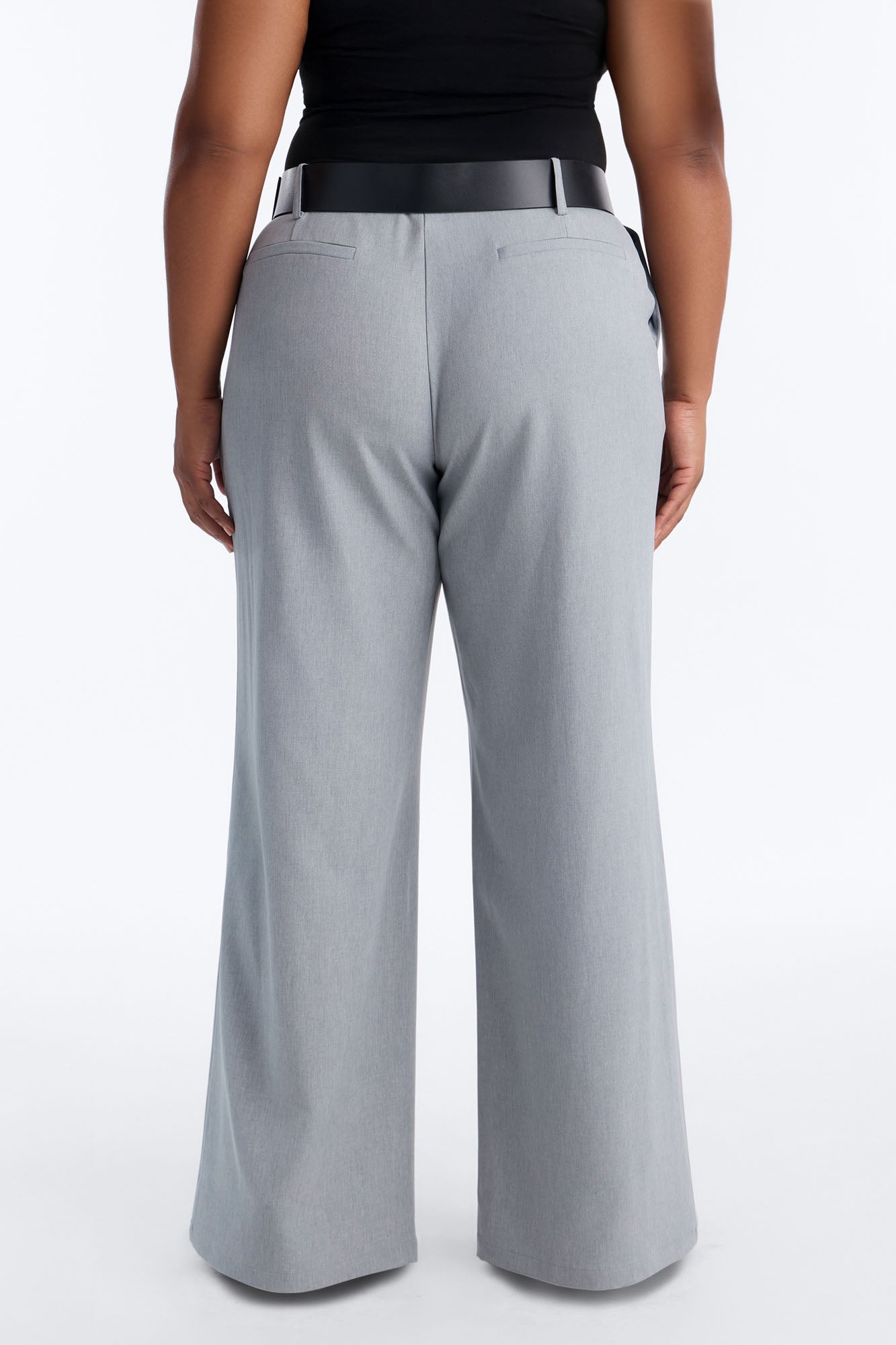 Angelina Low Rise Belted Straight Leg Trouser - Grey