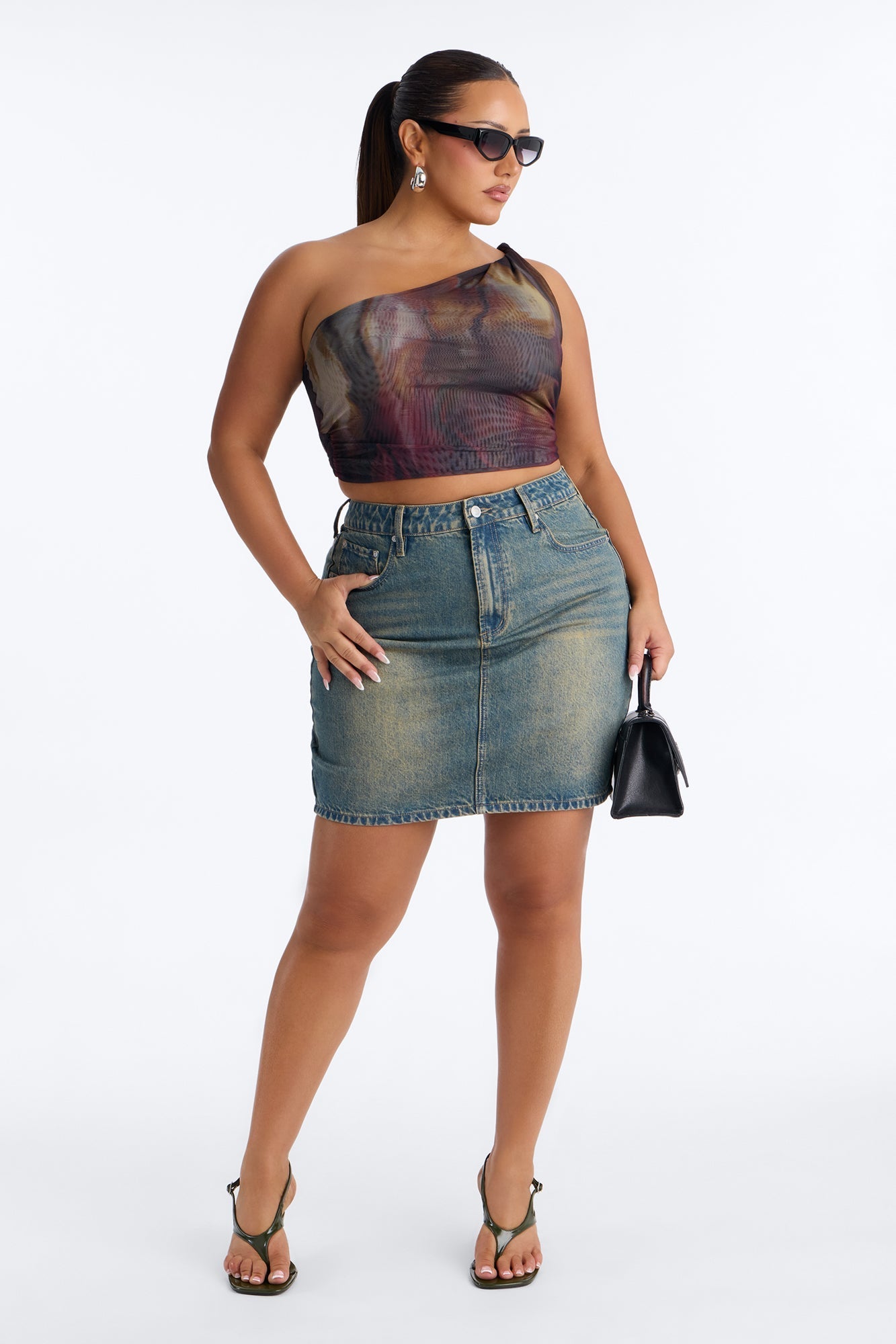 Rayna Denim Midi Pencil Skirt - Vintage Wash