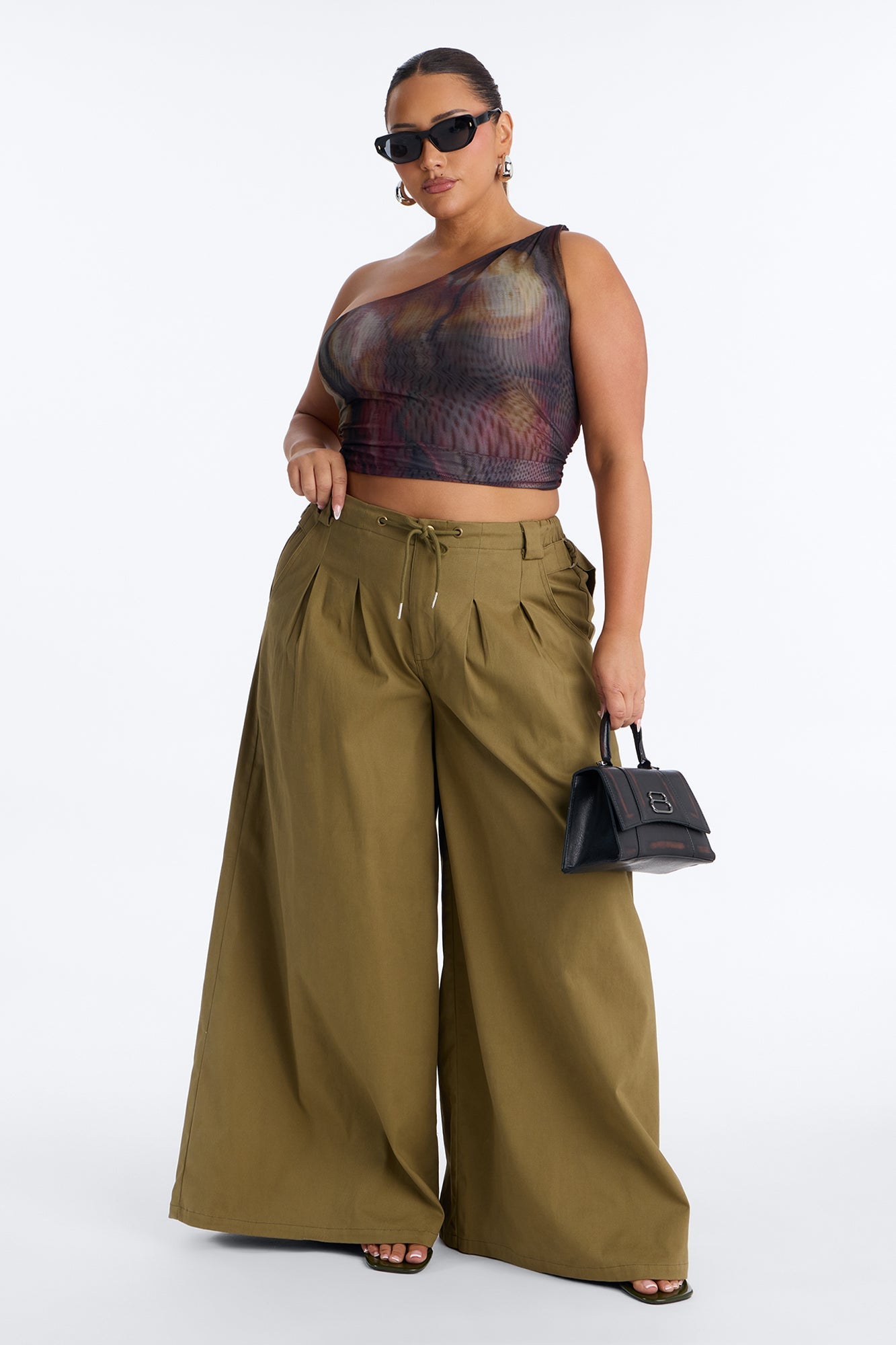 Mira High Rise Cargo Wide Leg Pant - Olive