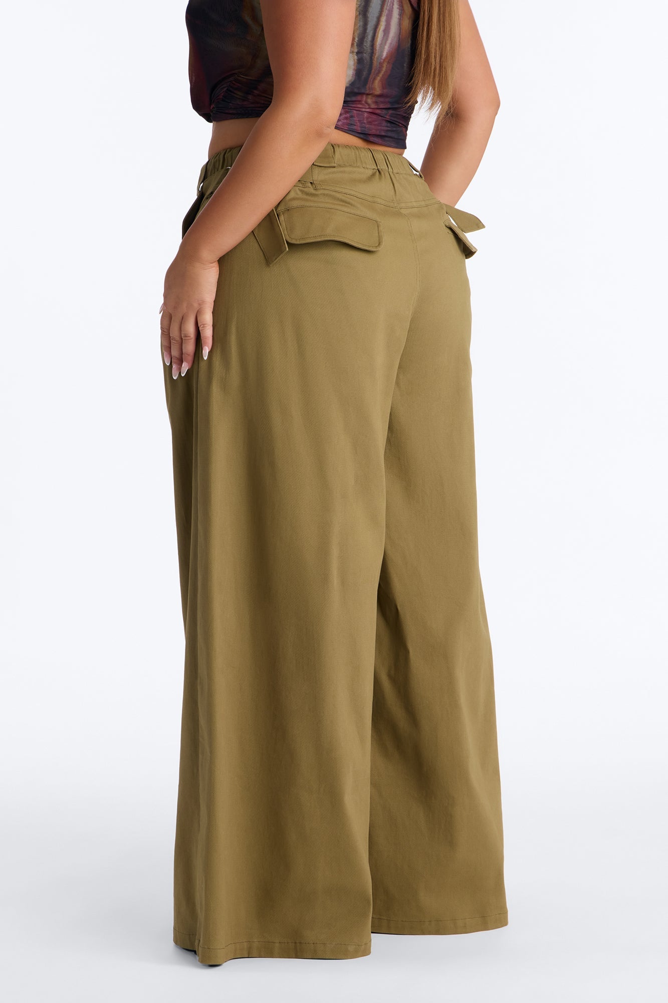 Mira High Rise Cargo Wide Leg Pant - Olive