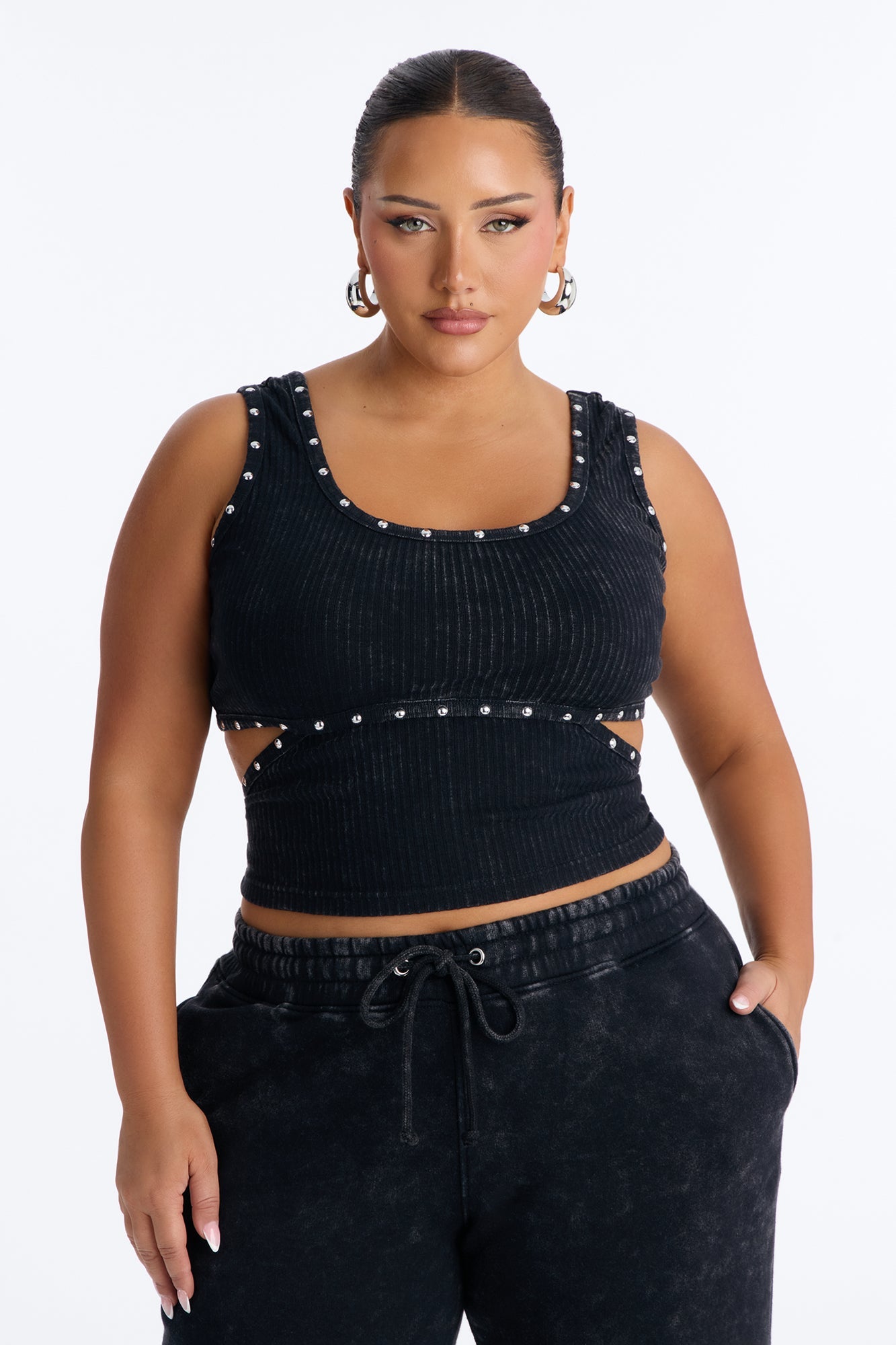 More Than A Studded Fleece Pant Set - Black Fashion Nova