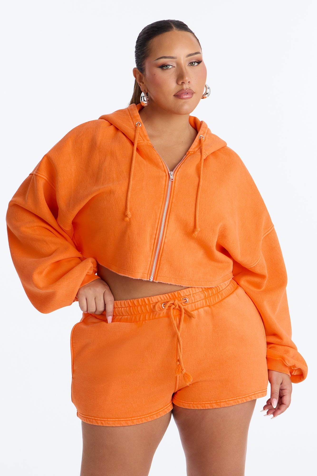On The Go Washed Short Set - Orange