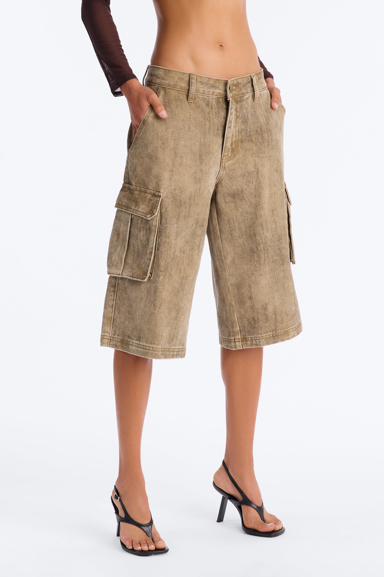 All Washed Out Cargo Bermuda Short - Brown/combo NEWFASHIONEDGE