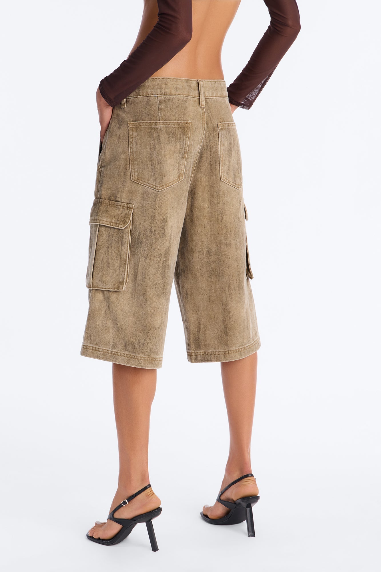 All Washed Out Cargo Bermuda Short - Brown/combo NEWFASHIONEDGE