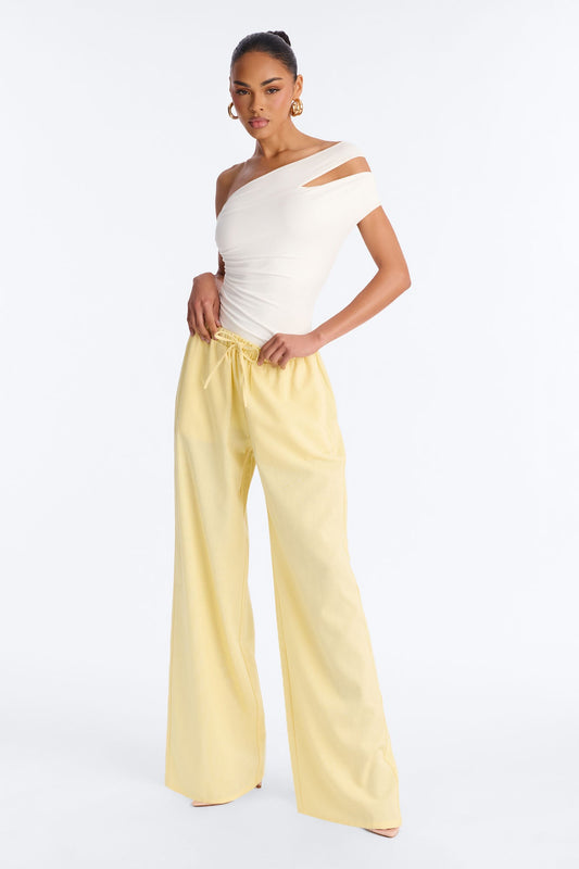 Beach Walks Linen Pant - Butter Yellow Fashion Nova