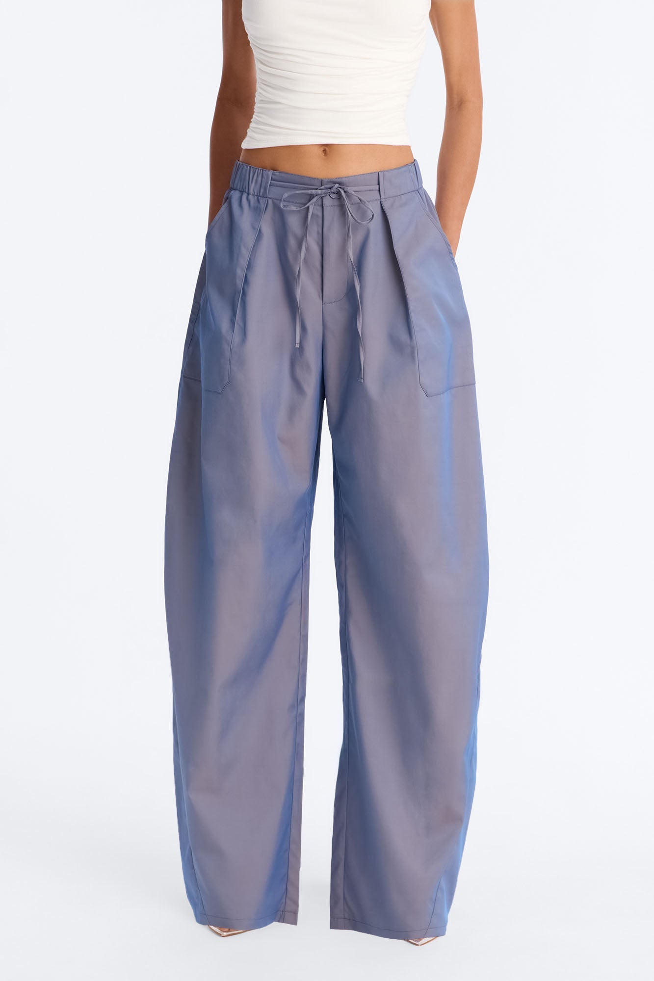 No Chill Zone Windbreaker Barrel Pant 31″ - Blue Fashion Nova
