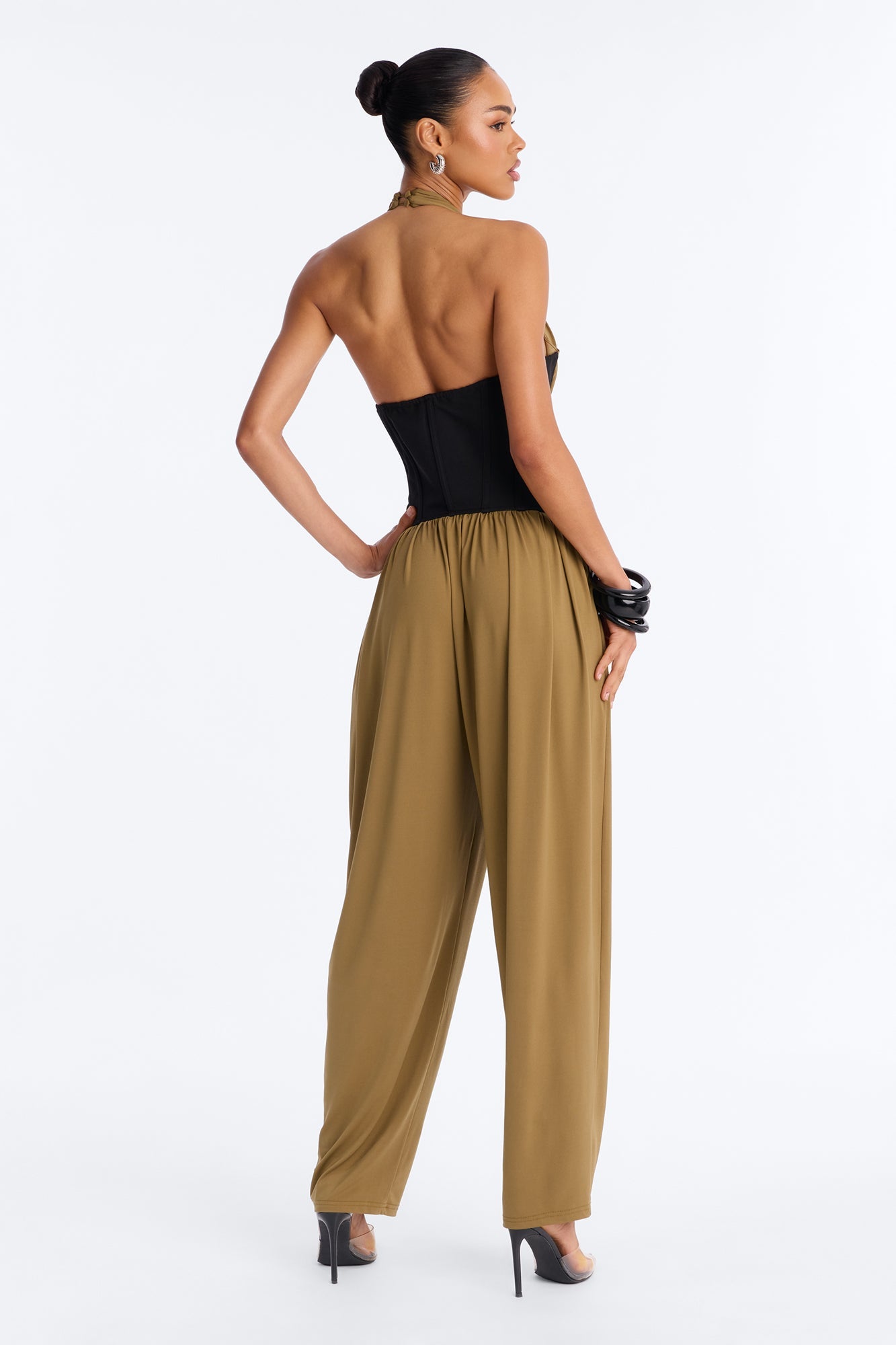 Raia Corset Trim Jumpsuit - Olive