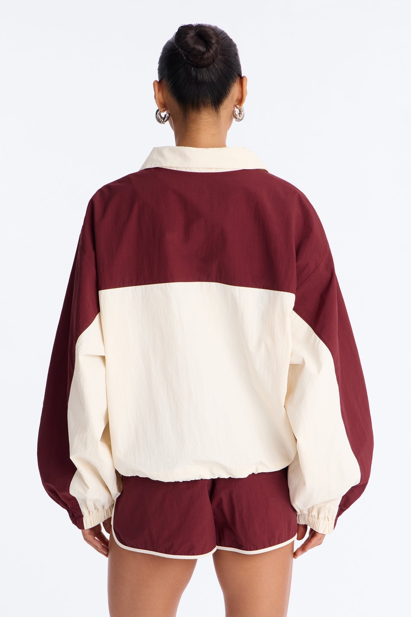 Extra Mile Color Block Windbreaker Jacket - Burgundy NEWFASHIONEDGE