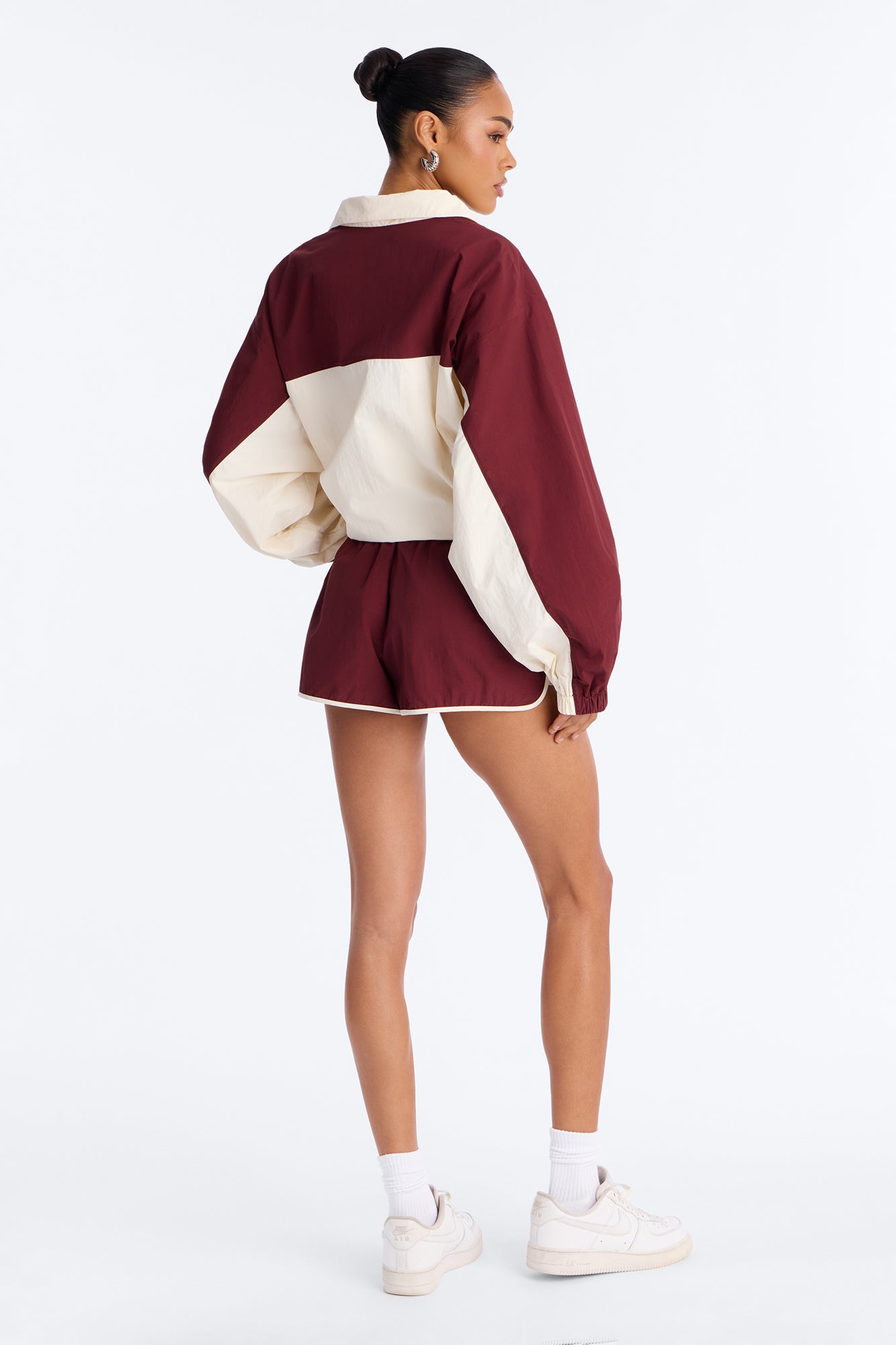 Extra Mile Color Block Windbreaker Jacket - Burgundy NEWFASHIONEDGE