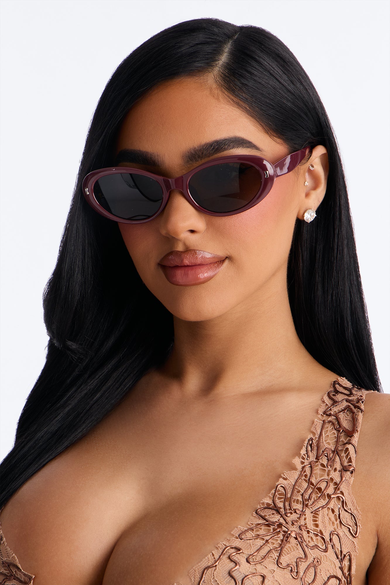 Looking Like A Lady Sunglasses - Burgundy NEWFASHIONEDGE
