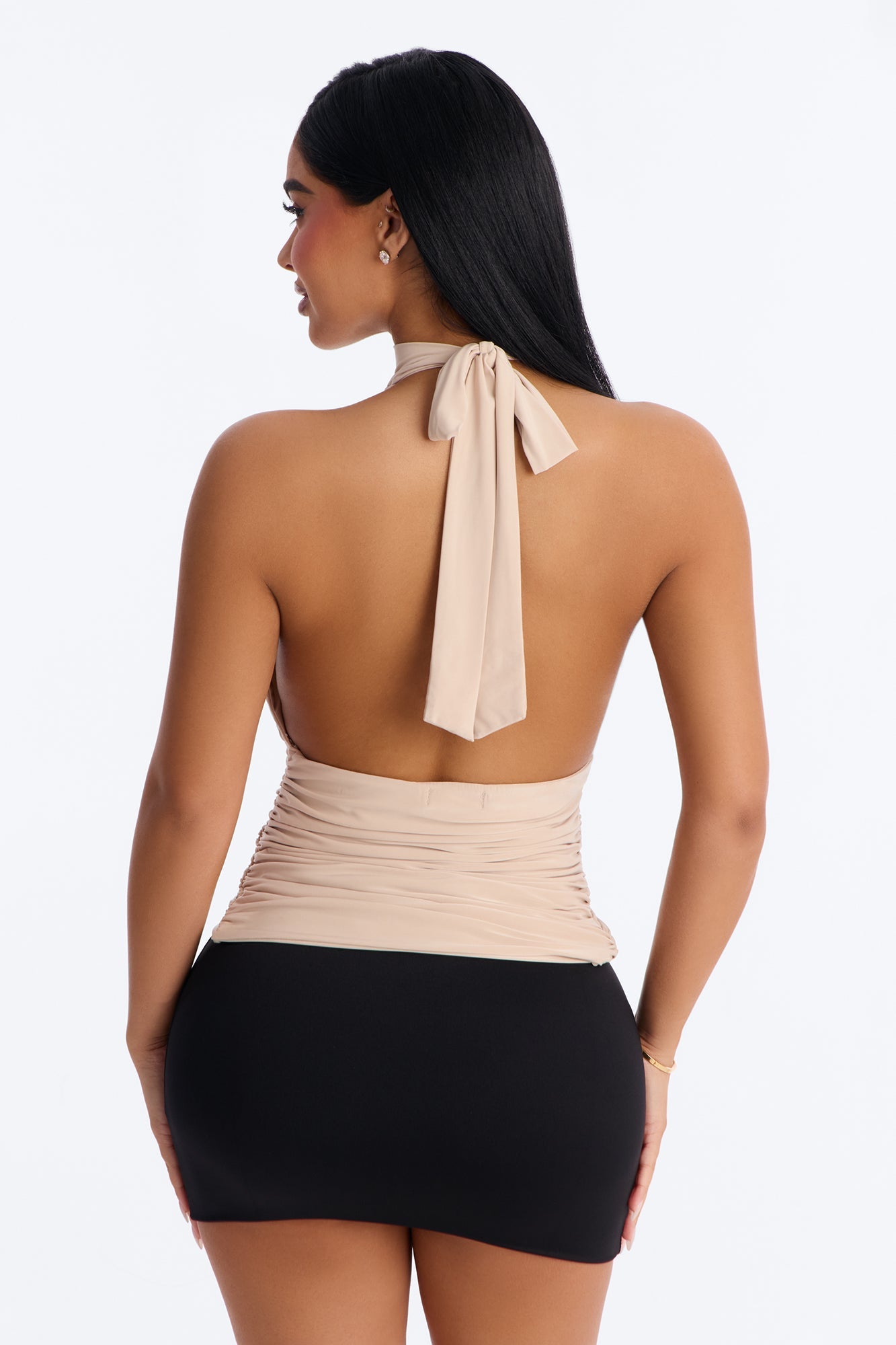 Maldives Ruched Halter Top - Stone Fashion Nova