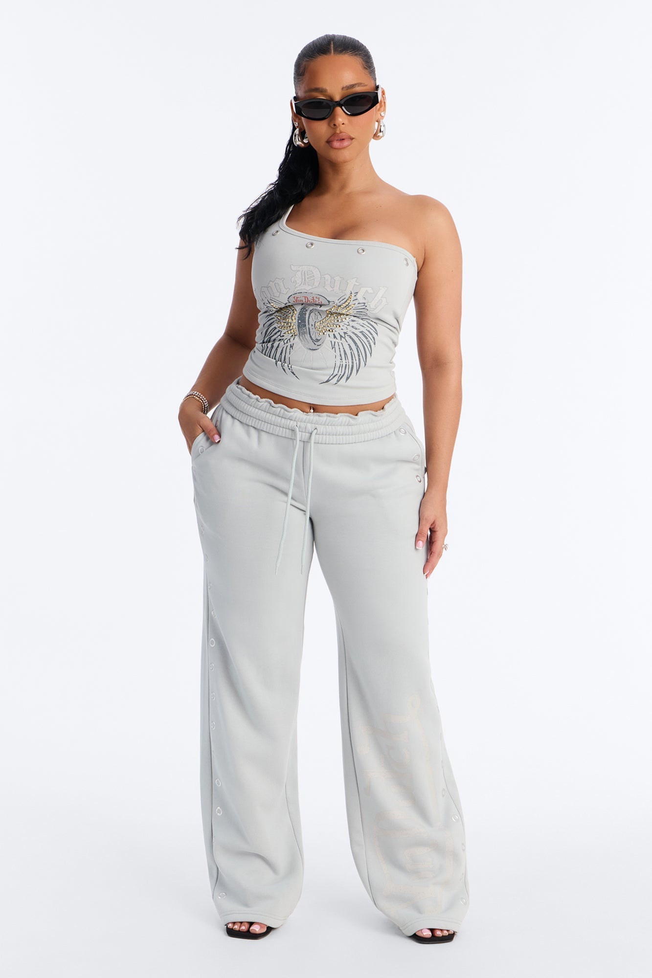 Von Dutch Rocker Wide Leg Pant - Grey NEWFASHIONEDGE