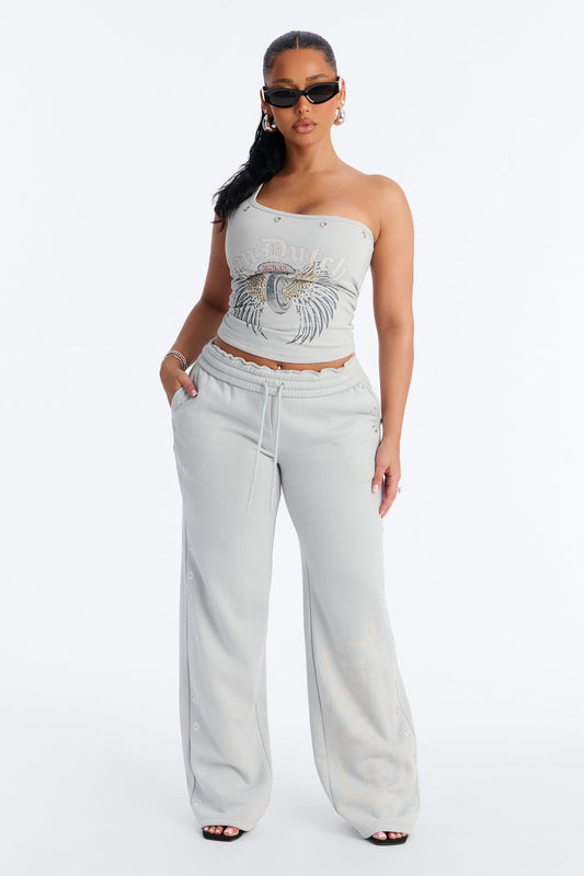 Von Dutch Rocker Wide Leg Pant - Grey NEWFASHIONEDGE