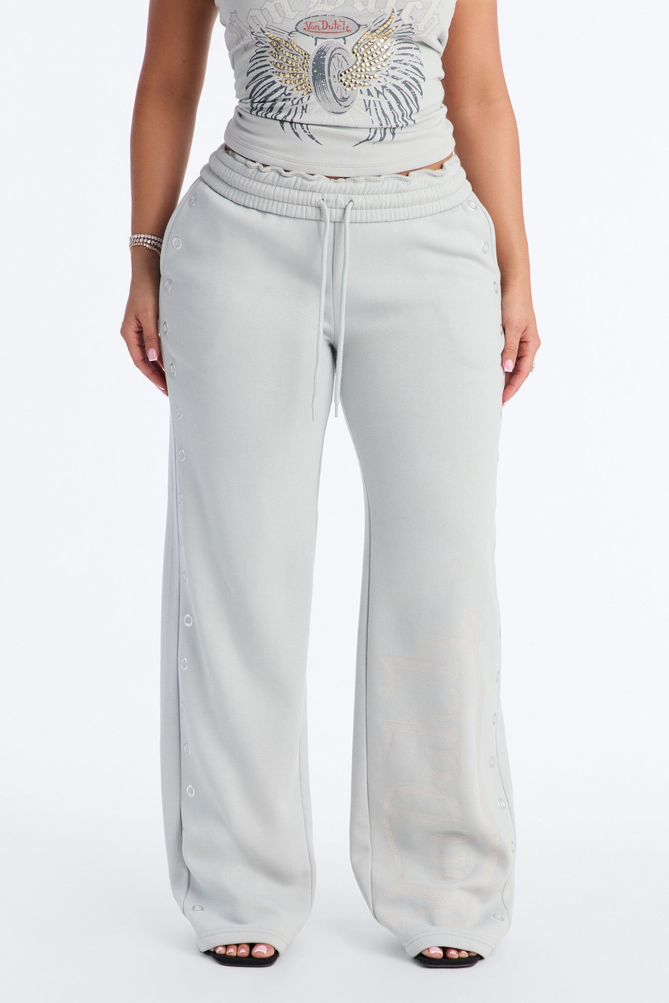 Von Dutch Rocker Wide Leg Pant - Grey NEWFASHIONEDGE