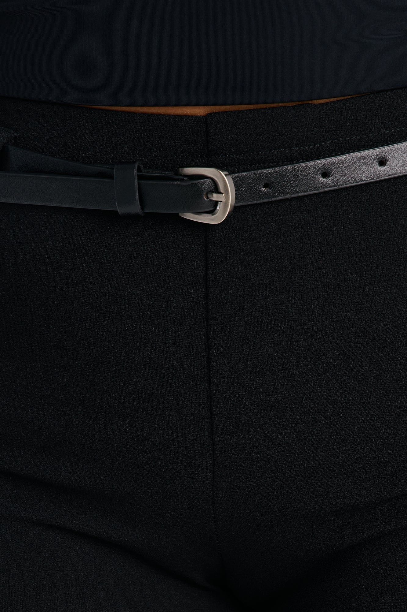 Mila Belted Split Hem Capri - Black