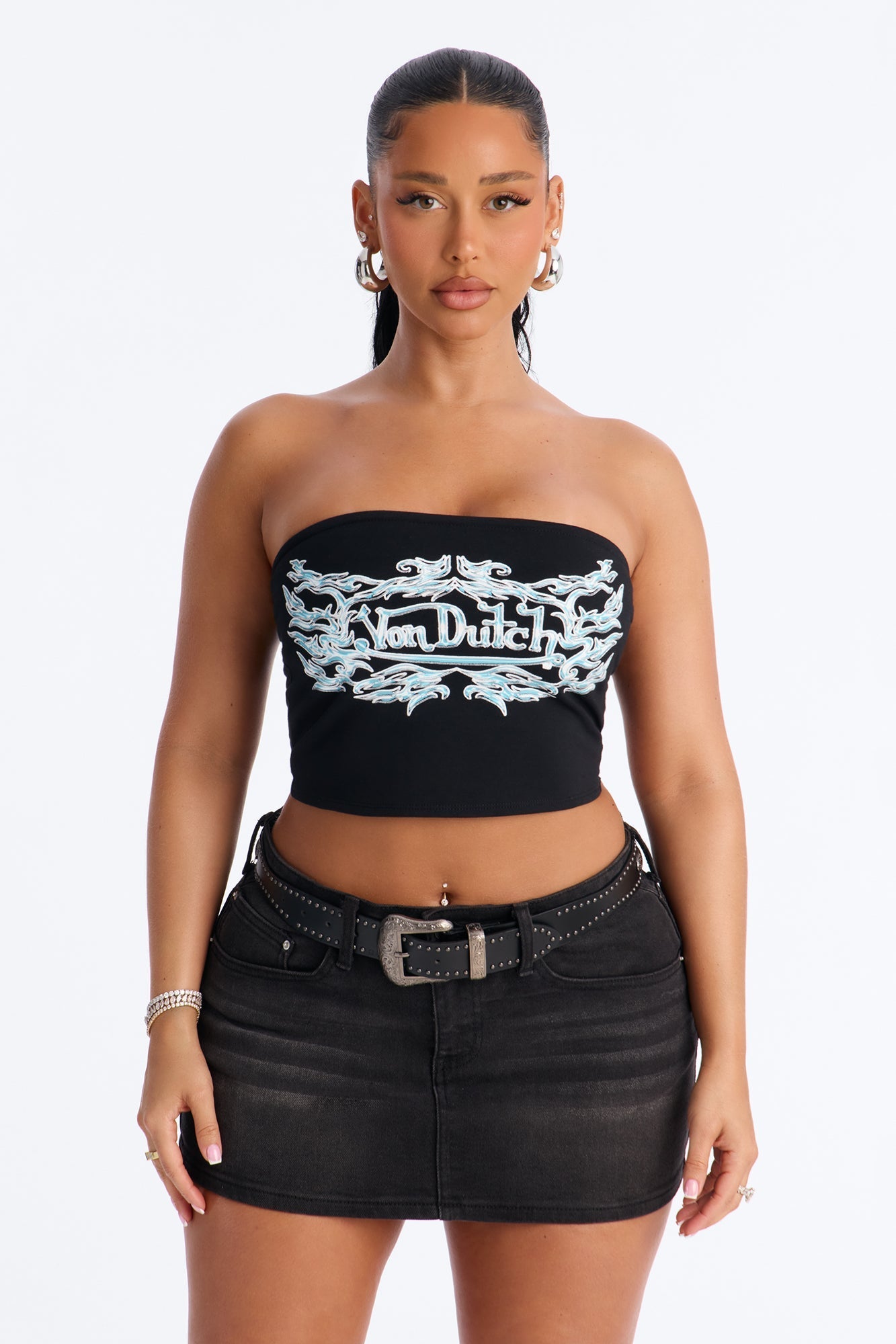 Von Dutch Rocker Tube Top - Black NEWFASHIONEDGE