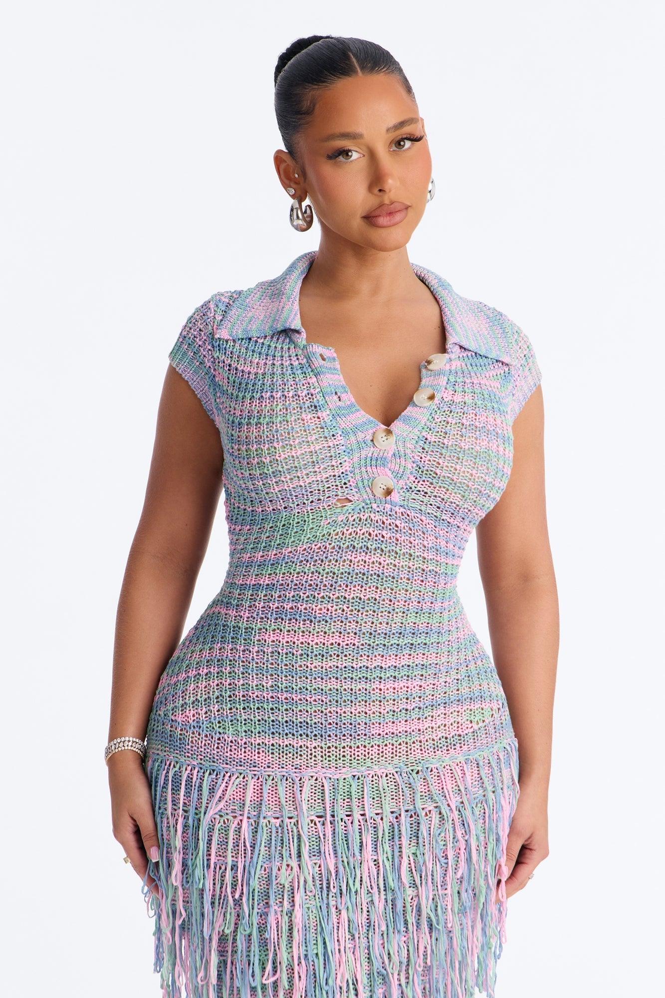 Catalina Marled Crochet Maxi Dress - Sage/combo NEWFASHIONEDGE