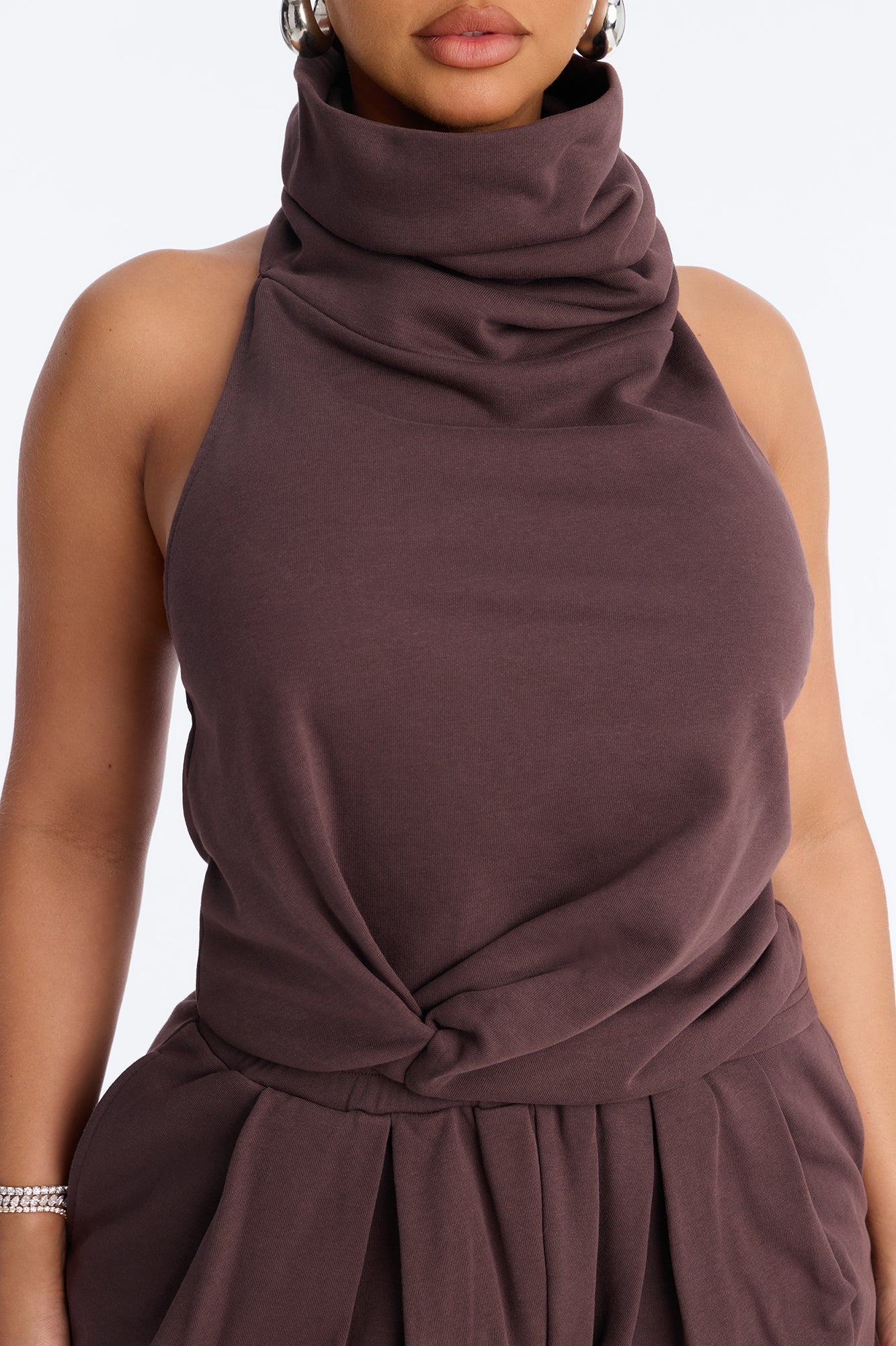 Alexia Backless Halter Jogger Set - Chocolate NEWFASHIONEDGE