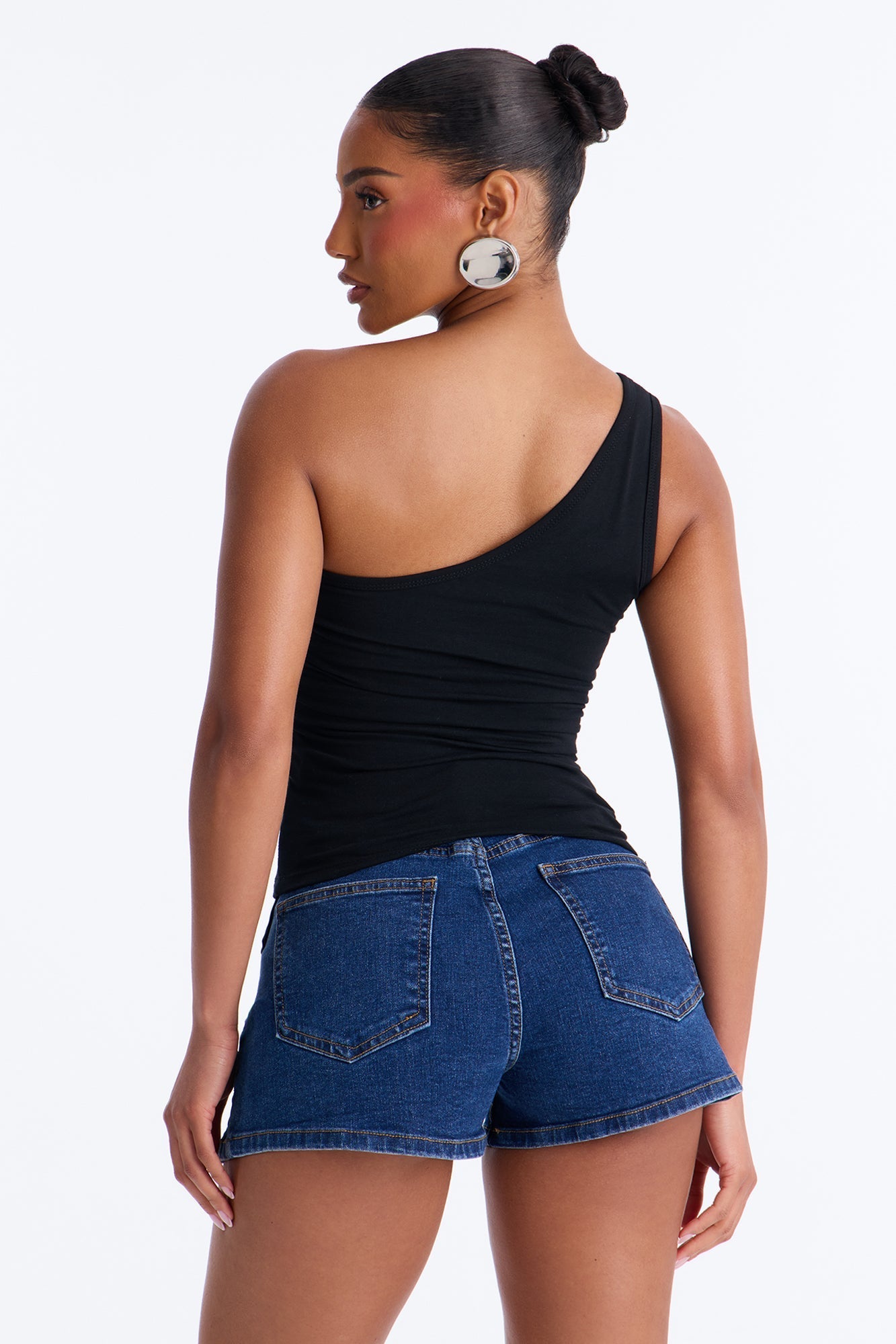 Von Dutch Rocker One Shoulder Tank With Studs - Black NEWFASHIONEDGE
