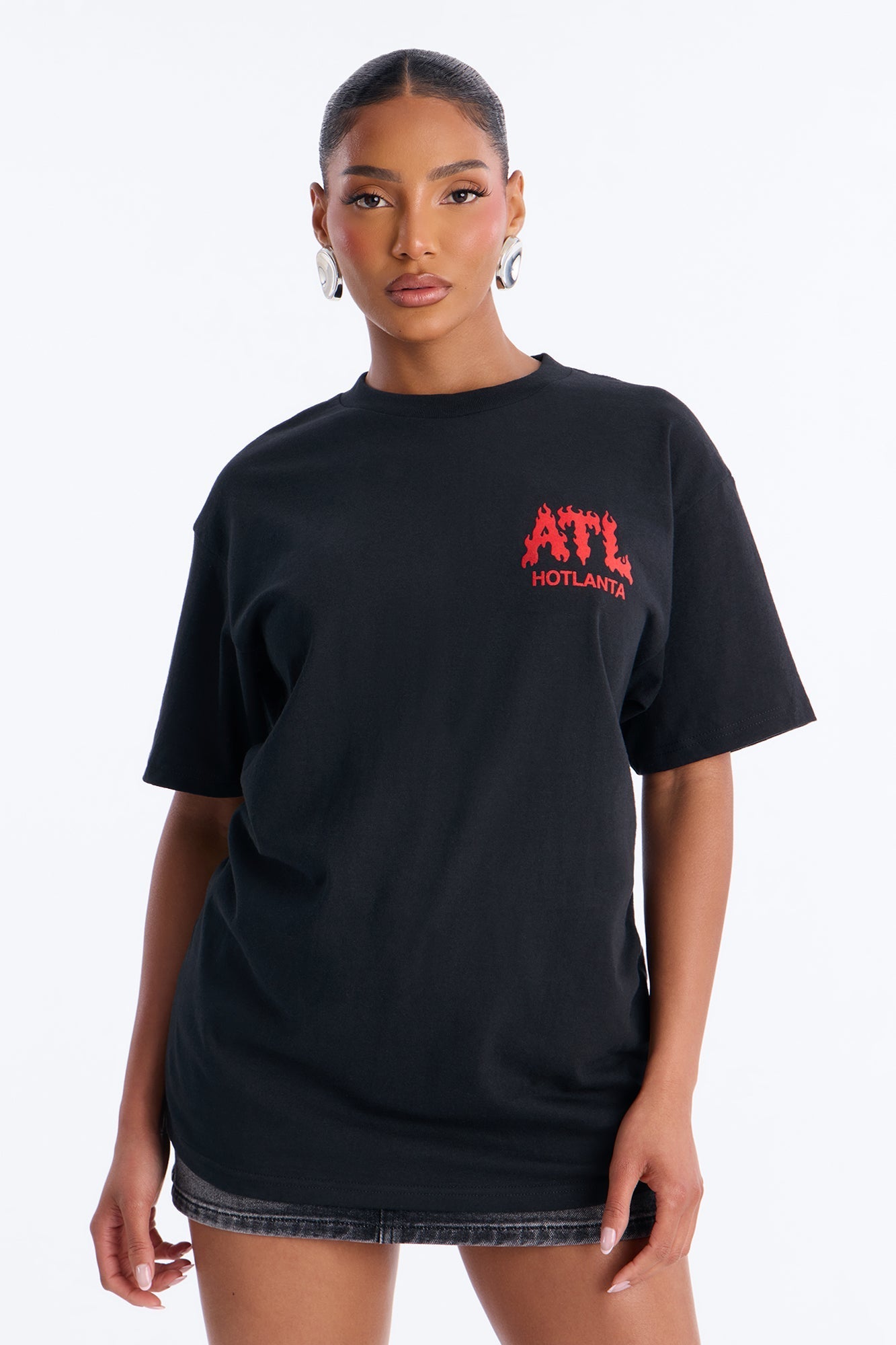Hotlanta Front And Back Graphic Tee - Black NEWFASHIONEDGE