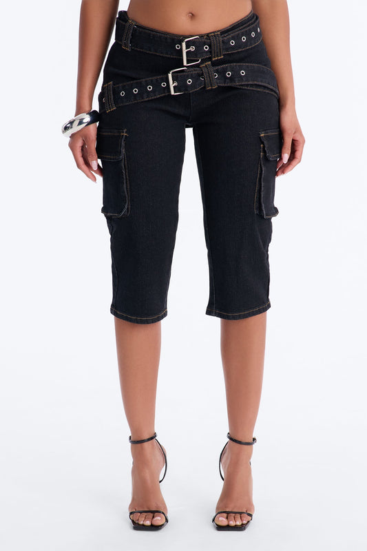 Top Secret Low Rise Skinny Capri Jeans - Black Wash NEWFASHIONEDGE