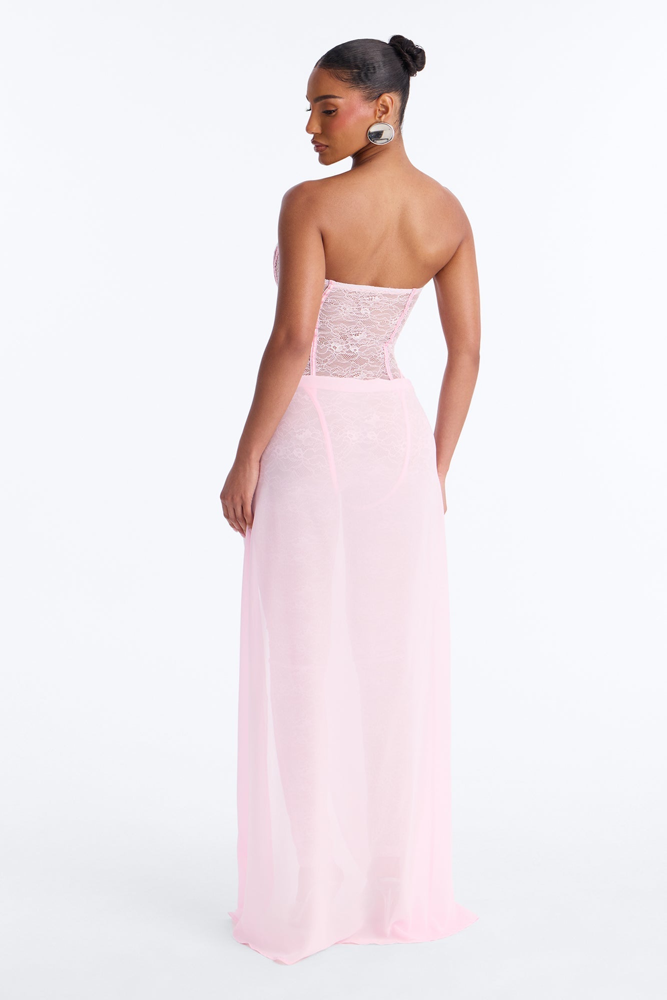 Illiana Lace Draped Catsuit - Light Pink NEWFASHIONEDGE