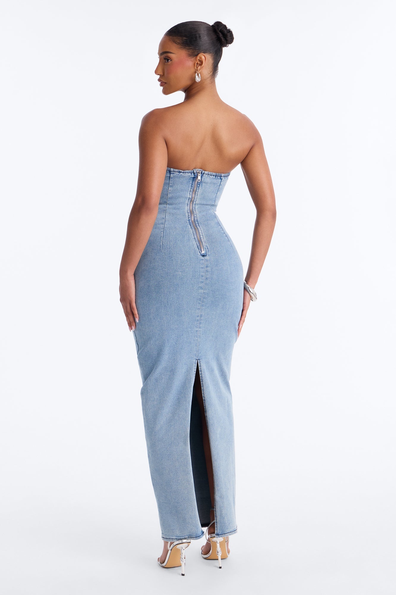 Y2K Muse Denim Maxi Dress - Denim NEWFASHIONEDGE