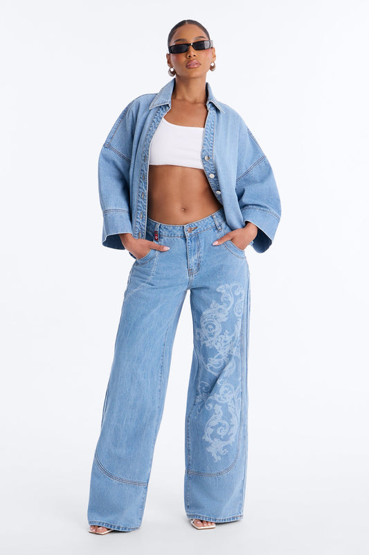 Southpole Printed Cargo Jeans - Light Wash