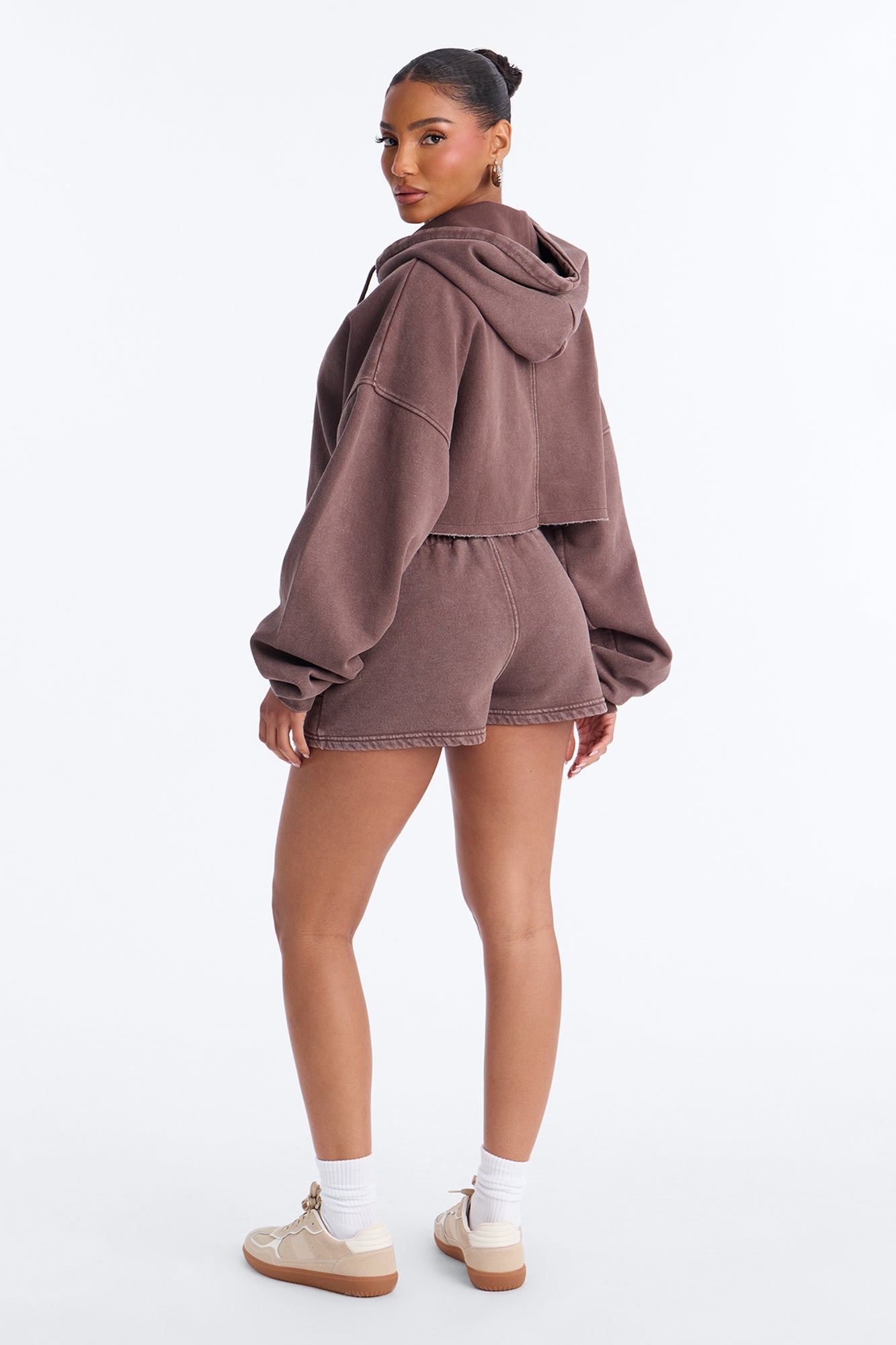 On The Go Washed Short Set - Chocolate