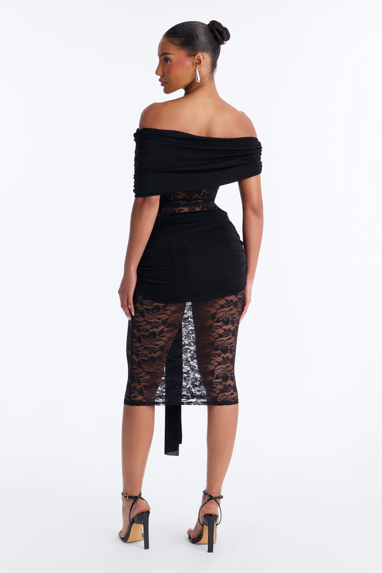 Shanaya Lace Midi Dress - Black NEWFASHIONEDGE